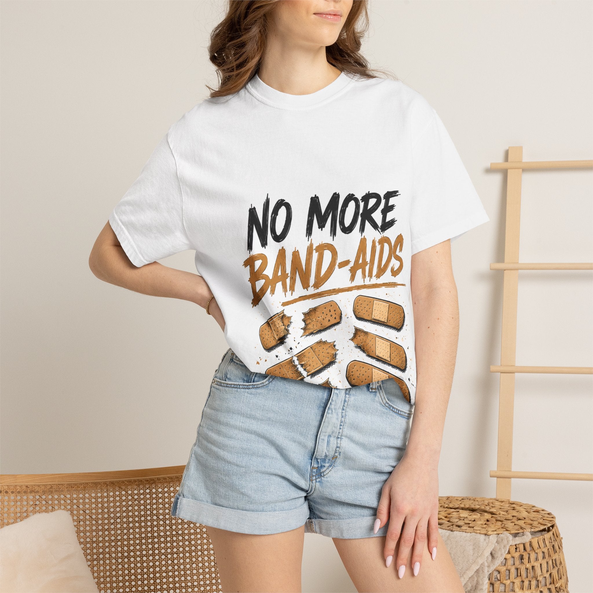 T-Shirt — “No More Band-Aids” Graphic Tee (Bold Bandage Design)